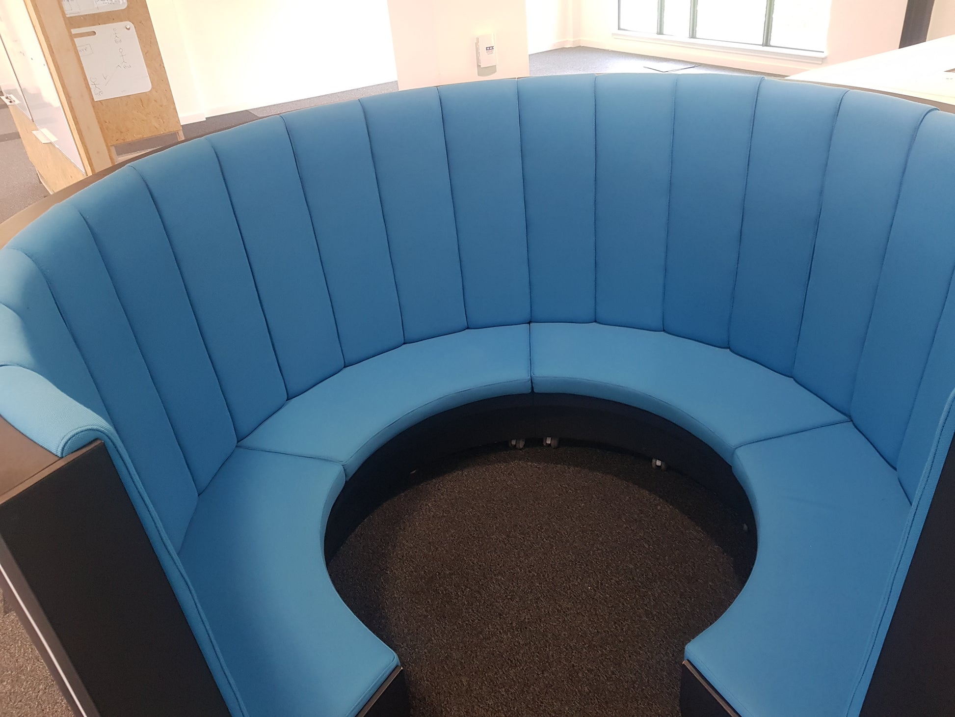 Black and blue portable meeting pod 