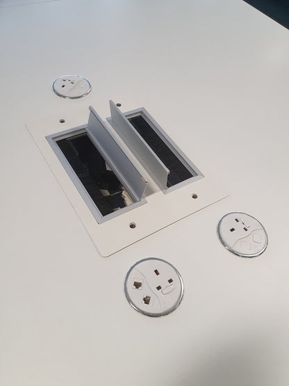 Used Desking Bench System  Four Person Pod White 280cm x 167cm