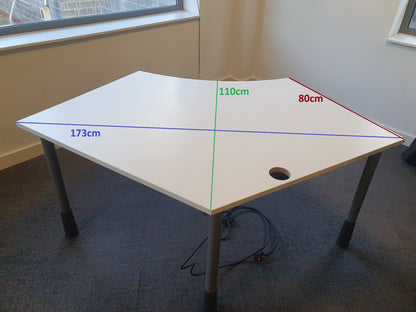 White Office Arc Corner Table 173cm x 80cm
