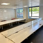 Pre-Owned White Office Pod Desk - 8 Seater- 140cm x 80cm per tabletop