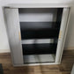Grey sliding door cupboard, adjustable shelf office storage cabinet, 2 door tambour unit- H=136cm D=43cm W=120cm