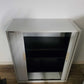 Grey sliding door cupboard, adjustable shelf office storage cabinet, 2 door tambour unit- H=136cm D=43cm W=120cm