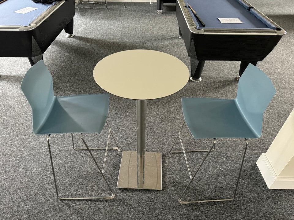 White office canteen high bistro table in common room