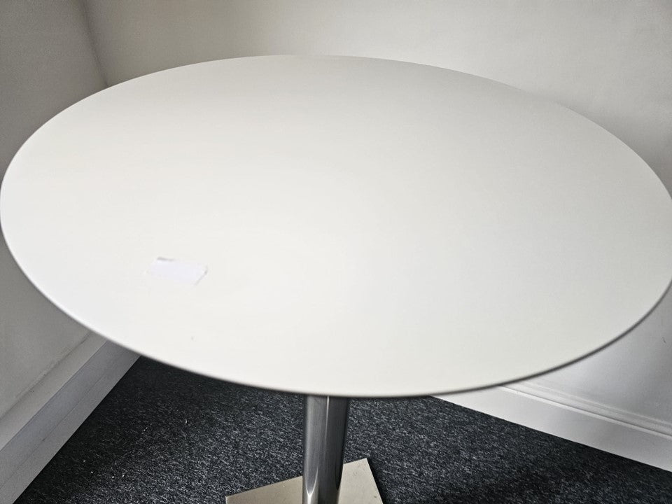 Tabletop on white round podium table