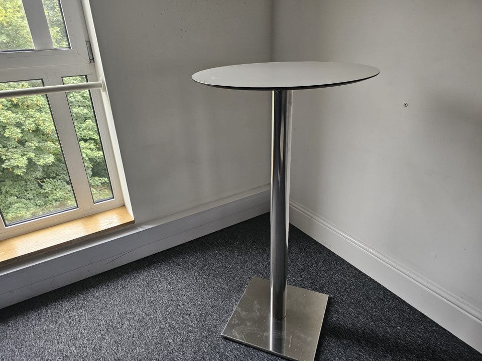 White pub table on silver chrome leg