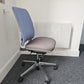 Blue back on office swivel chair