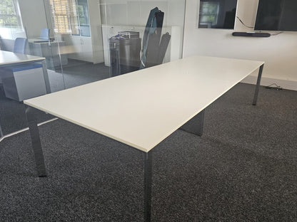 White boardroom table, seats 10 - 12 persons, 320cm x 120cm