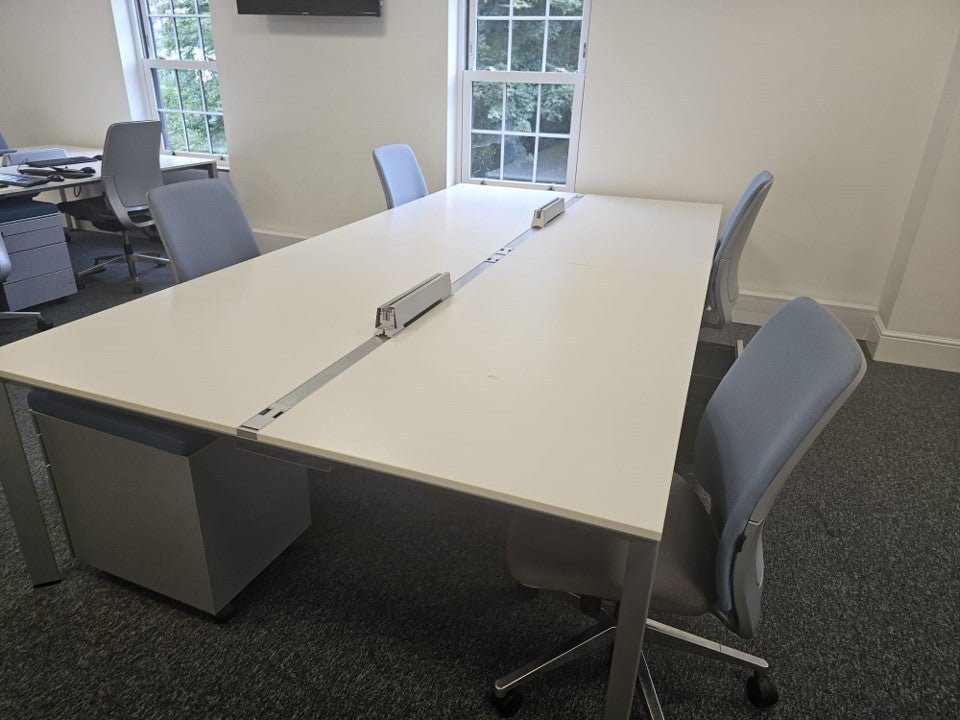 Used 4 Seater Office Bench Desk 160cm x 320cm - White desks - Corporate Officespace