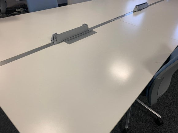 Used 4 Seater Office Bench Desk 160cm x 320cm - White desks - Corporate Officespace