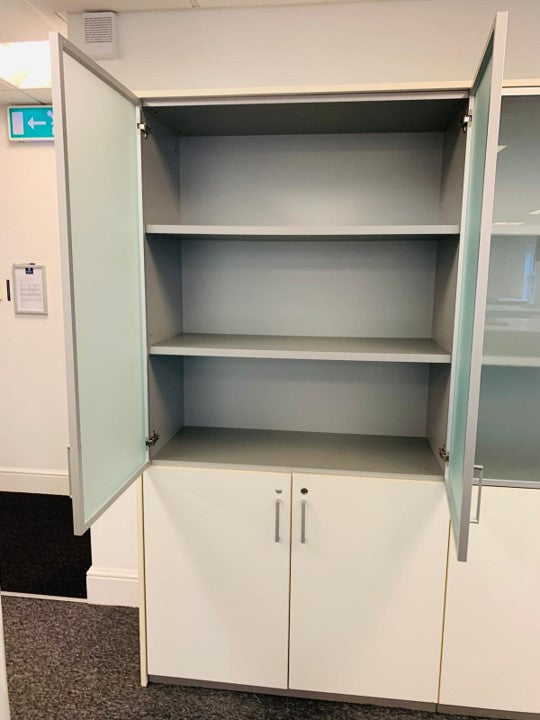 White glass bookshelves large cupboard