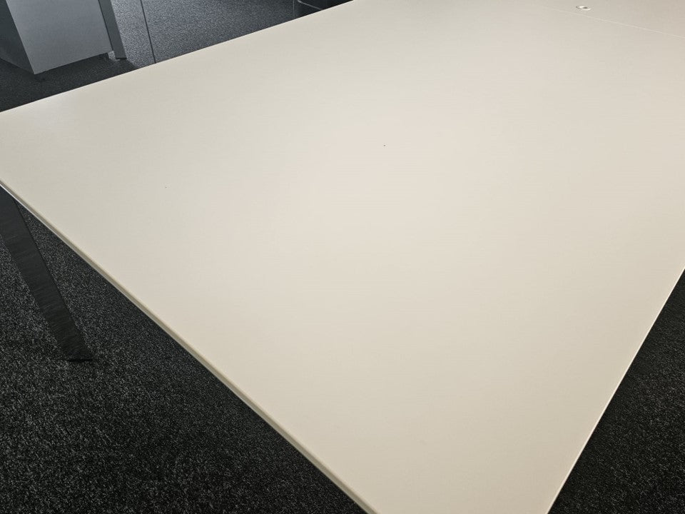 White boardroom table, seats 10 - 12 persons, 320cm x 120cm