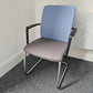 Blue and grey upholstered visitor arm chair