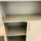 White grey shelves display unit