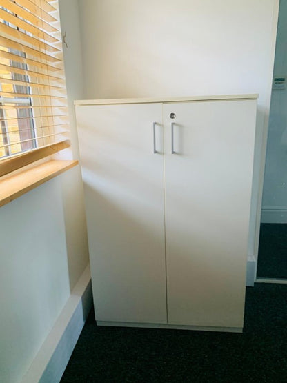 White Office Cupboard Storage Unit H: 123cm, 83.5cm, D:44cm  W:80cm