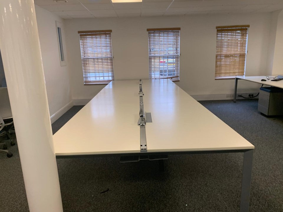 6 pod benching desk system in white