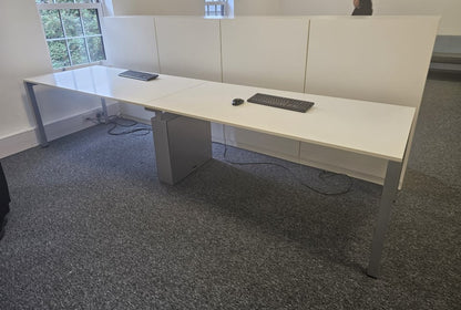White Two Person Desk Bank - 1600mm Tabletop - 320cm x 80cm