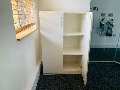 Open wing door white cupboad