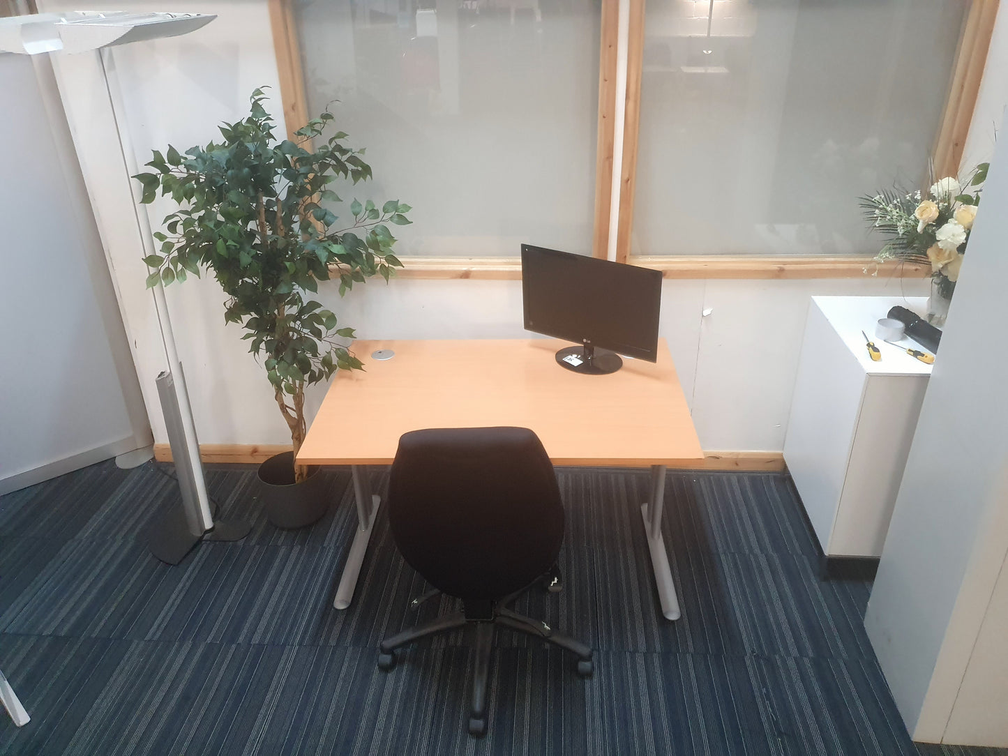 Wood fiinish desk modesty panel metal legs