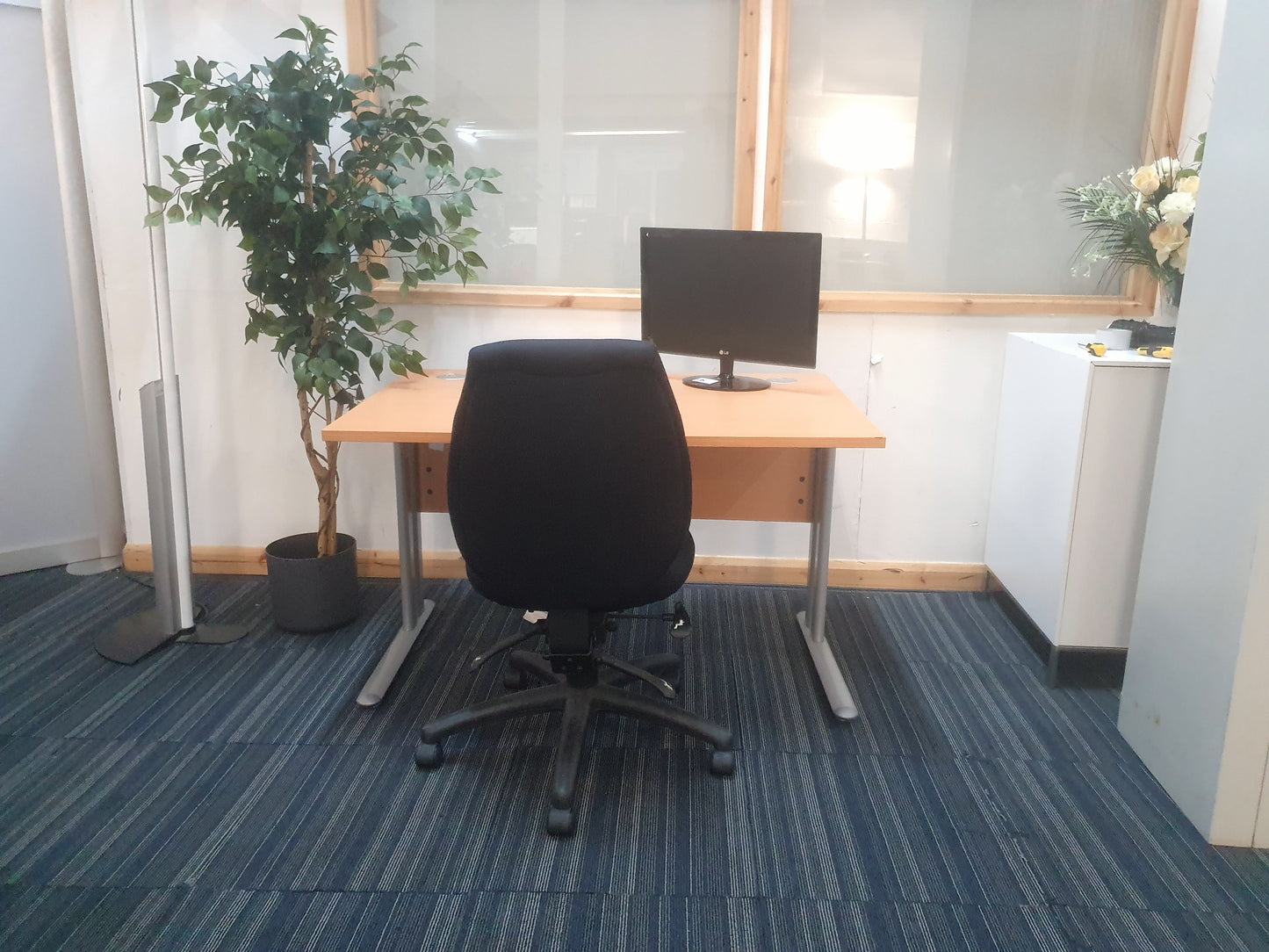 Wood fiinish desk modesty panel metal legs