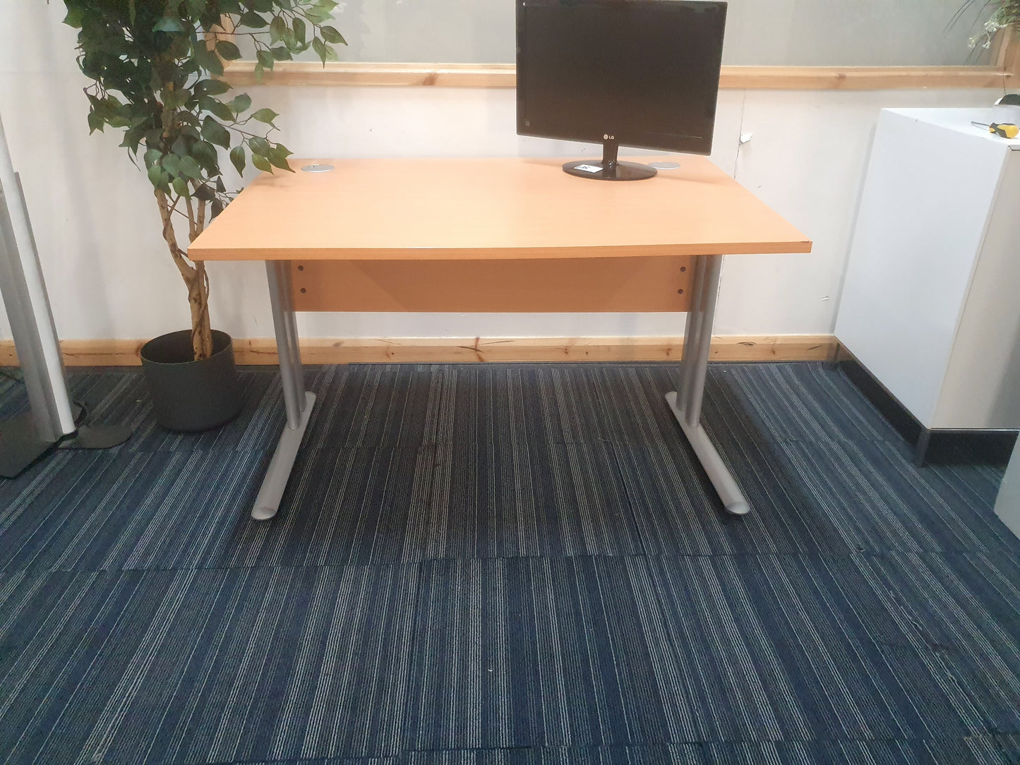 Wood fiinish desk modesty panel metal legs