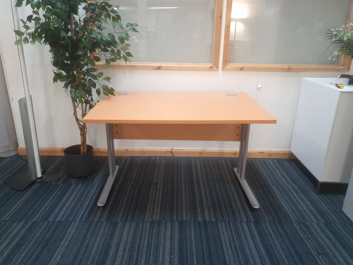 Wood fiinish desk modesty panel metal legs