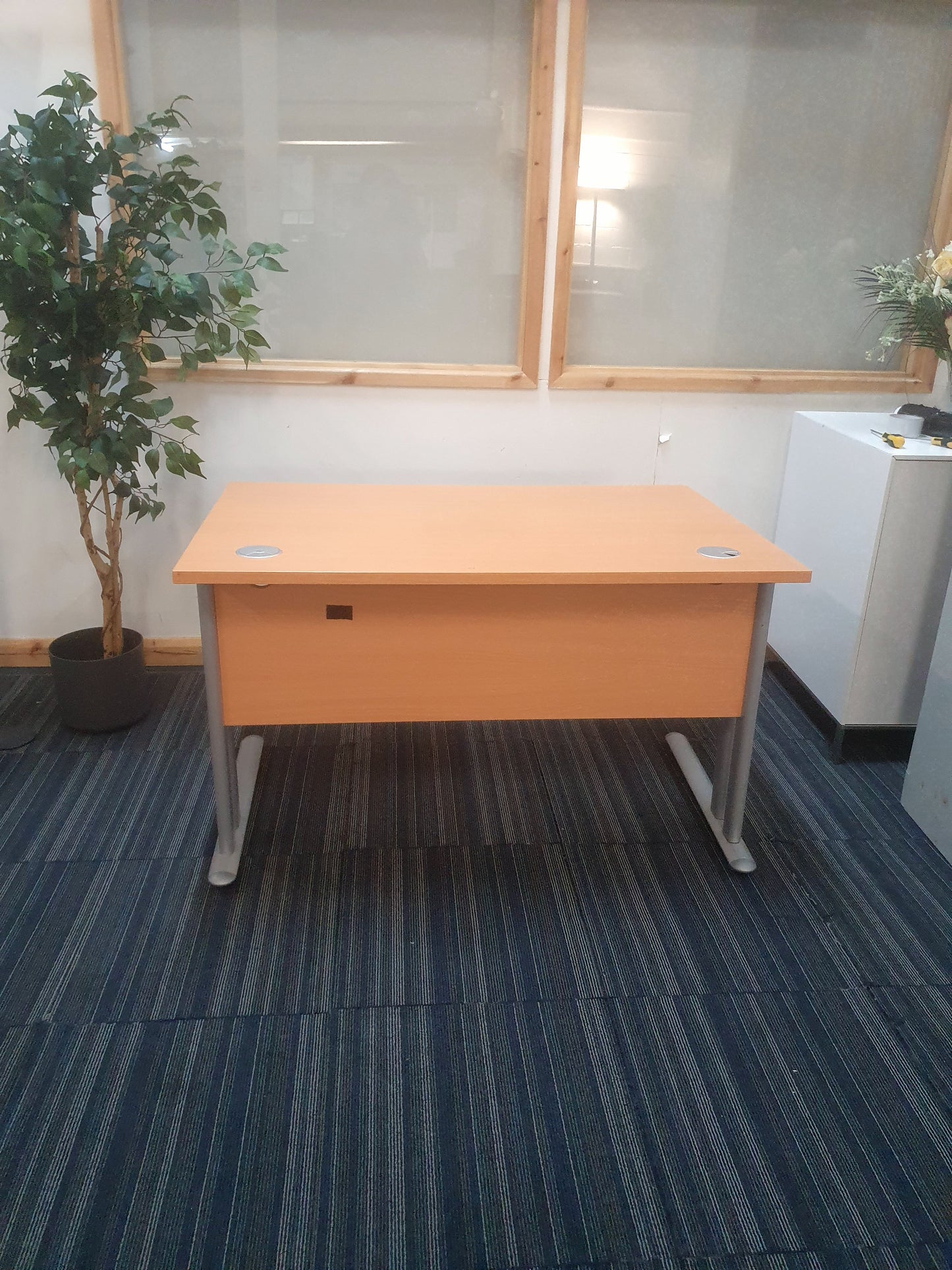 Wood fiinish desk modesty panel metal legs