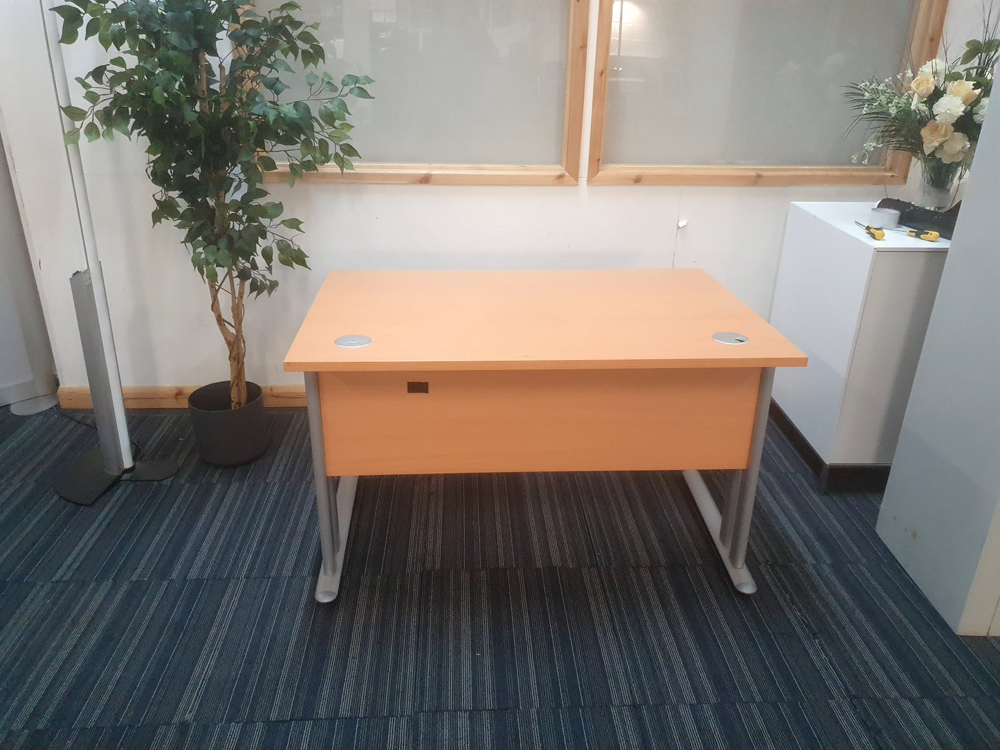 Wood fiinish desk modesty panel metal legs