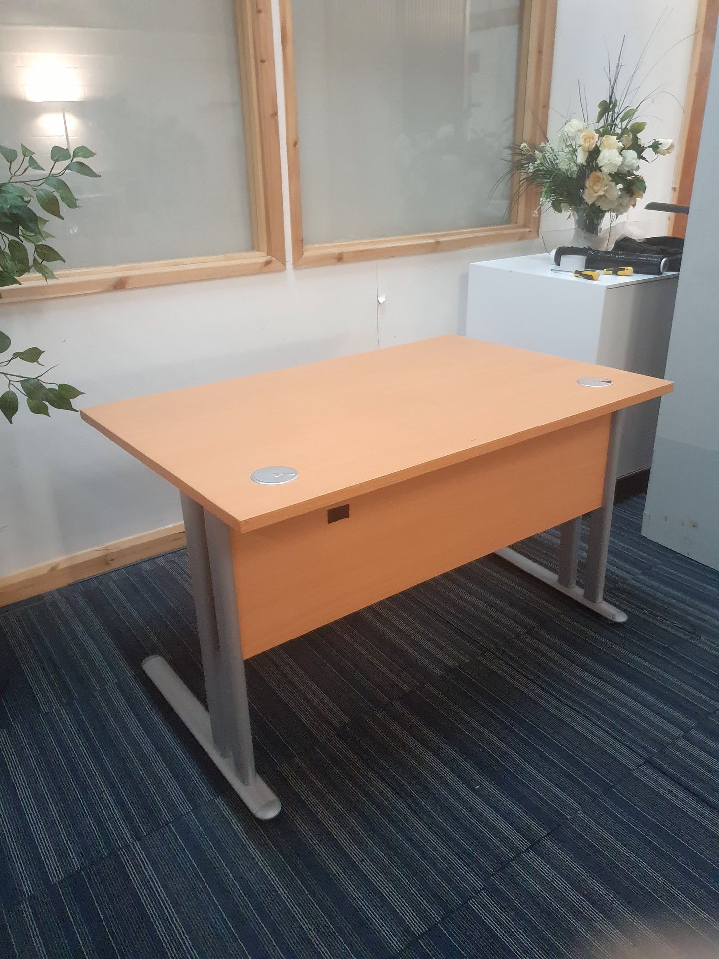 Wood fiinish desk modesty panel metal legs