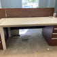 Row of white and walnut tables with large windows