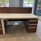 White table with walnut divider and drawers