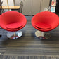 Two red Contemporary visitor chairs