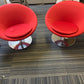 Two Red Globe chair on chrome pedestal base