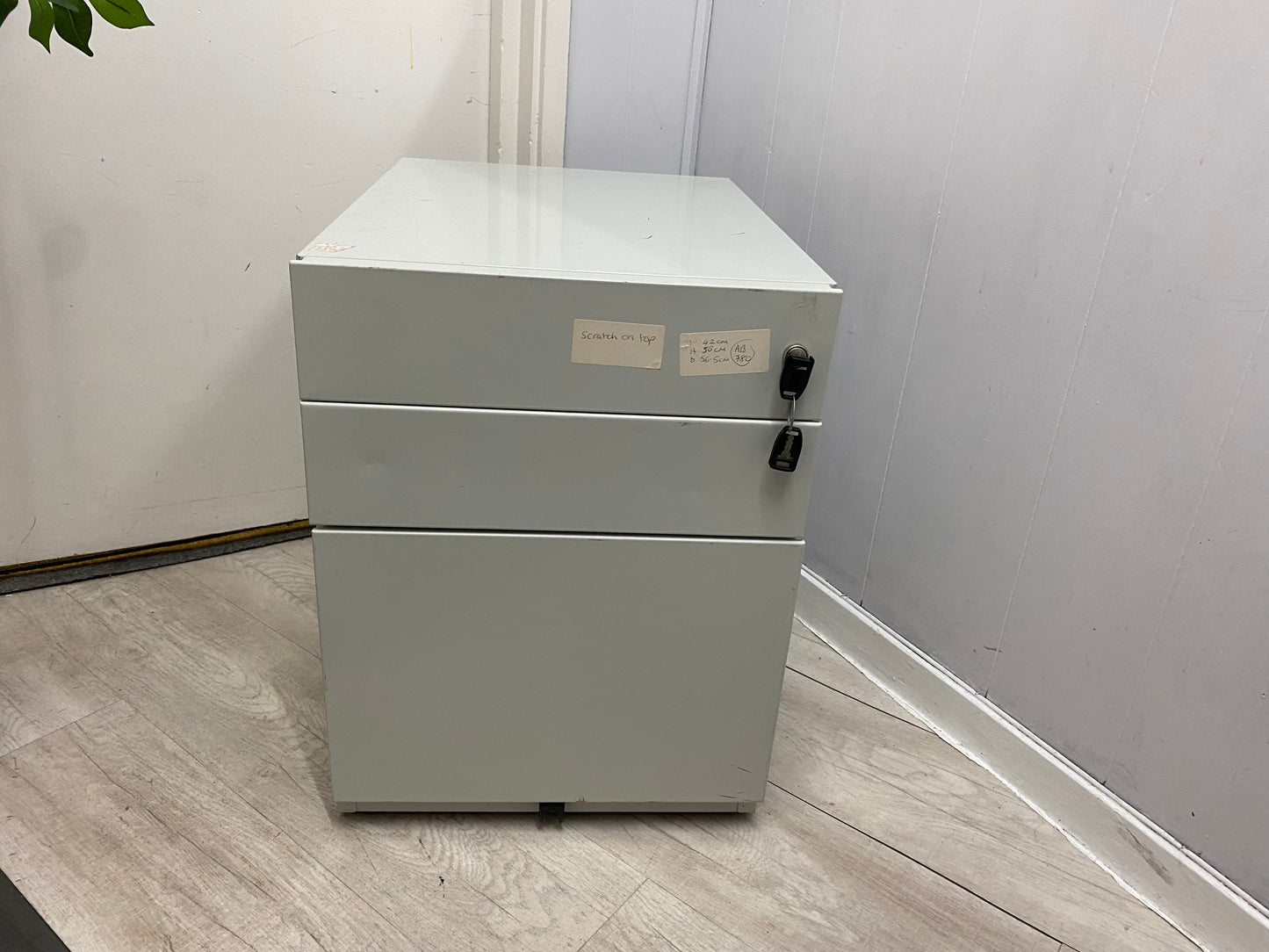 Pale Grey Office Under Desk Drawer, W= 42cm H= 56cm D= 56.5cm