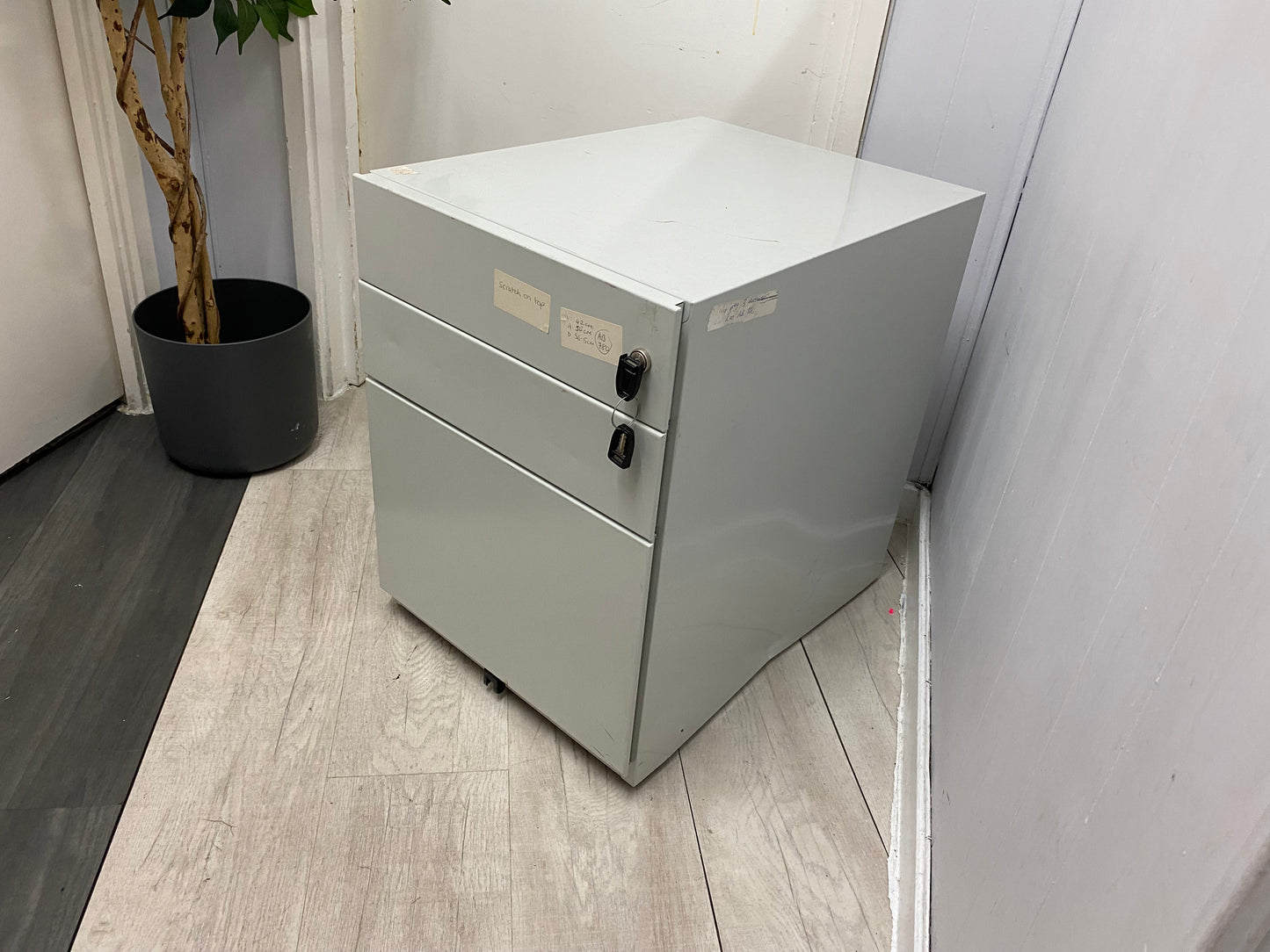 Pale Grey Office Under Desk Drawer, W= 42cm H= 56cm D= 56.5cm