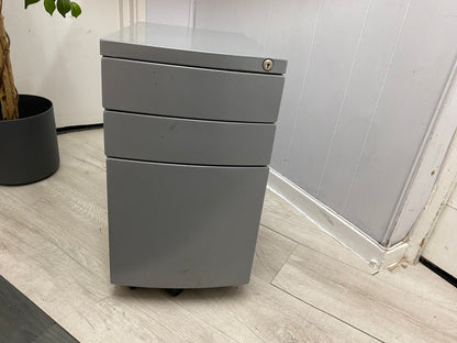 Grey Slimline 3 drawer Office Pedestal -slight damage