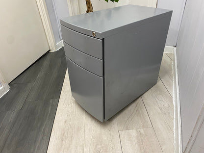 Grey Slimline 3 drawer Office Pedestal -slight damage