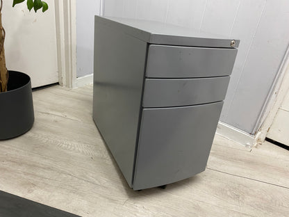 Grey Slimline 3 drawer Office Pedestal -slight damage