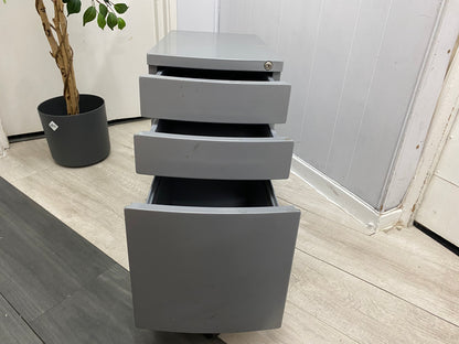 Grey Slimline 3 drawer Office Pedestal -slight damage