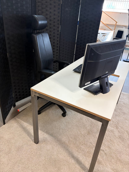 Used desk office single computer rectangle office off white 140cm x 80cm