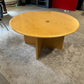 Large brown round office meeting table 