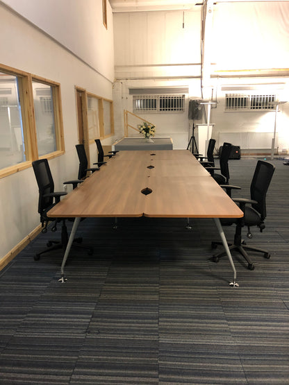 Second Hand 6 Pod Office Call centre Desk in Walnut Finish for Commercial Office-space - 480cm x 160cm