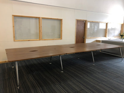 Second Hand 6 Pod Office Call centre Desk in Walnut Finish for Commercial Office-space - 480cm x 160cm