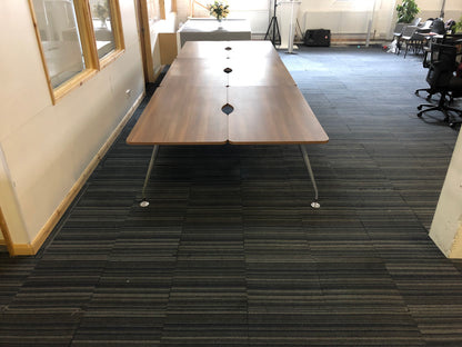 Second Hand 6 Pod Office Call centre Desk in Walnut Finish for Commercial Office-space - 480cm x 160cm