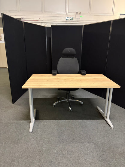 Used rustic single freestanding office computer desk 140cm x 80cm