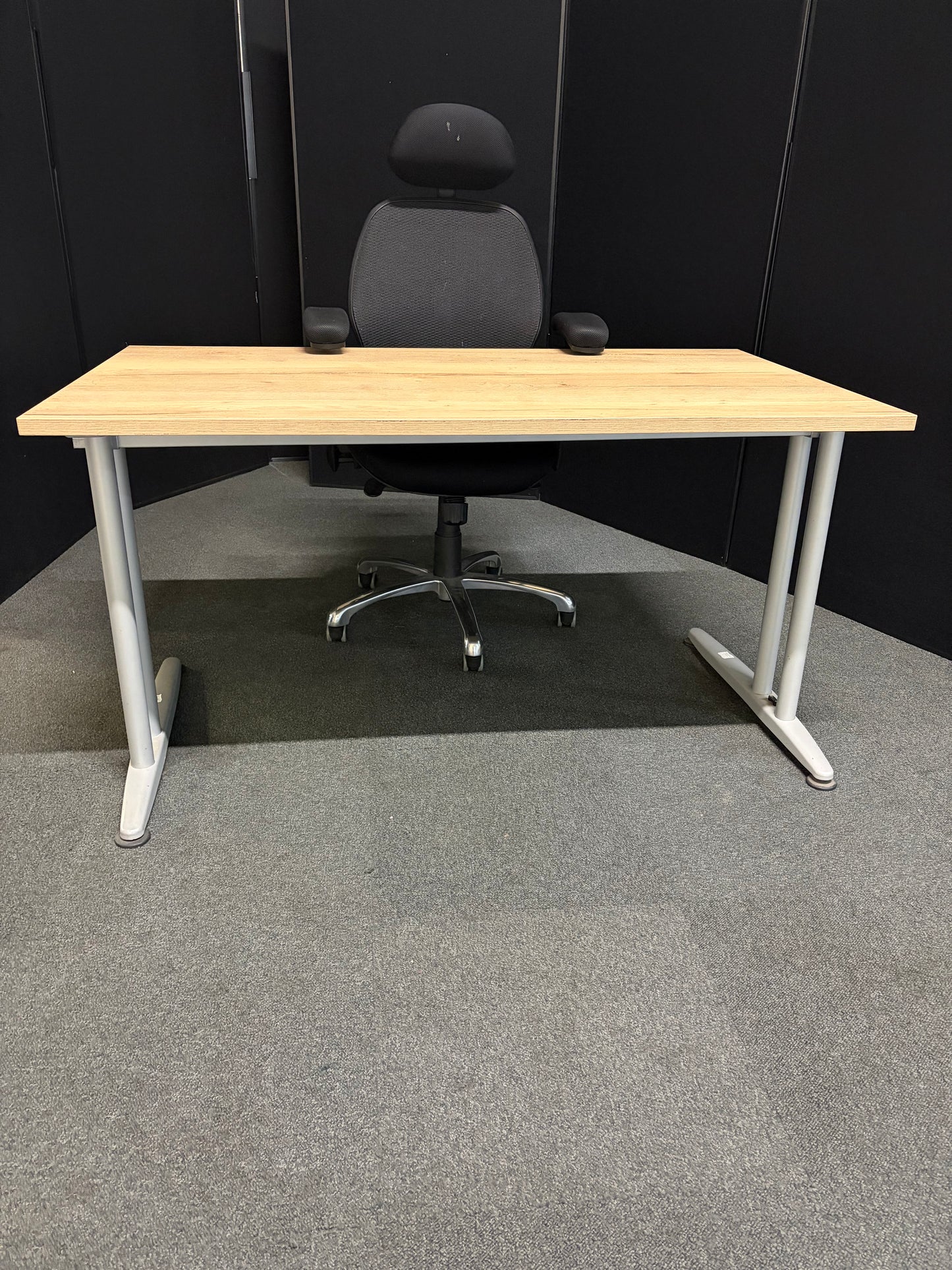 Used rustic single freestanding office computer desk 140cm x 80cm