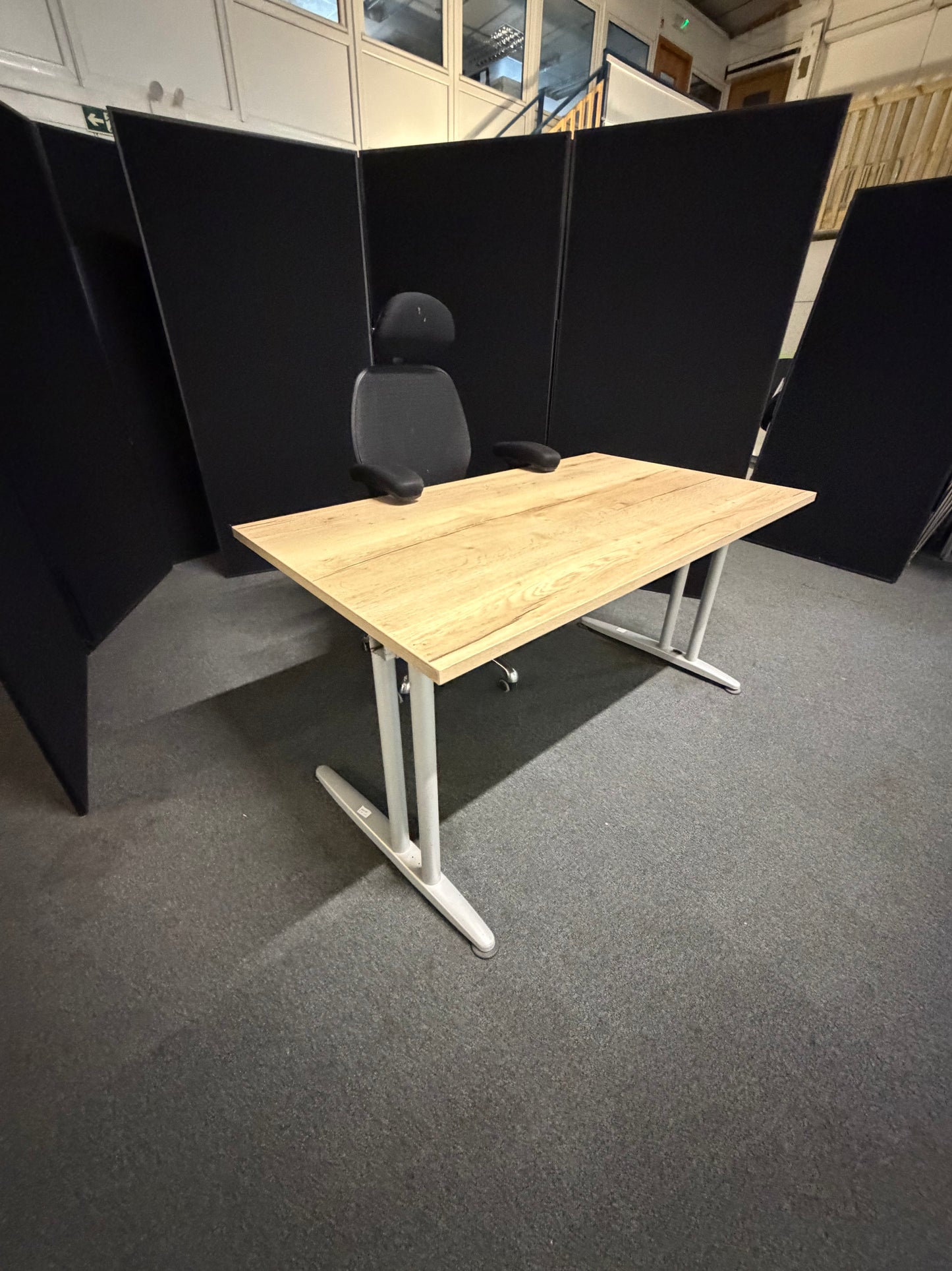 Used rustic single freestanding office computer desk 140cm x 80cm