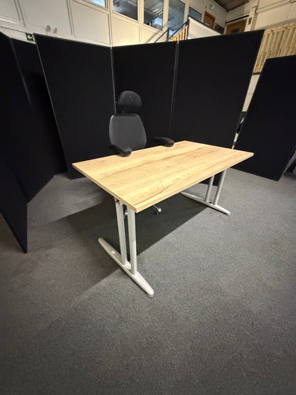 Used rustic single freestanding office computer desk 140cm x 80cm