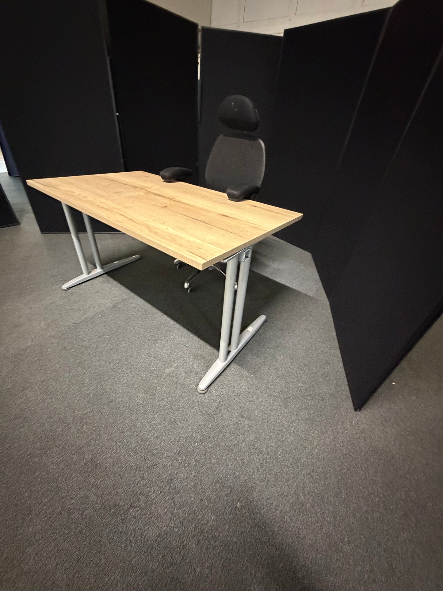 Used rustic single freestanding office computer desk 140cm x 80cm
