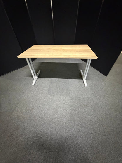 Used rustic single freestanding office computer desk 140cm x 80cm