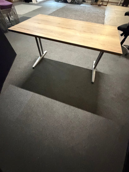 Used rustic single freestanding office computer desk 140cm x 80cm